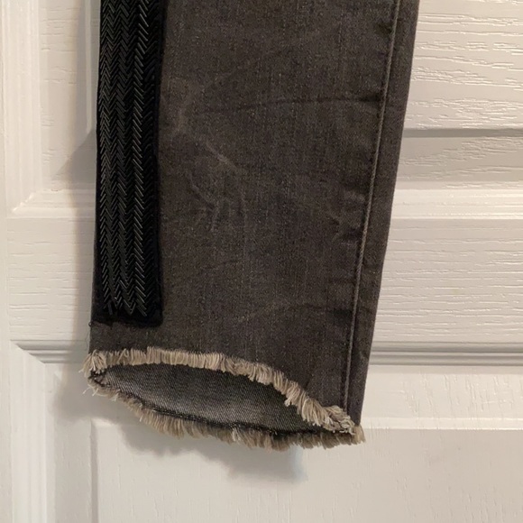 Free People Black Jeans with Beaded  Stripe - Picture 5 of 7